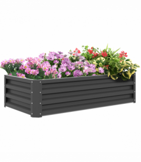 Outsunny Raised Garden Bed Elevated Planter Box for Flowers Light Grey