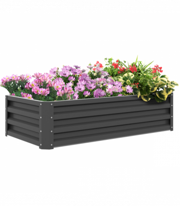 Outsunny Raised Garden Bed Elevated Planter Box for Flowers Light Grey