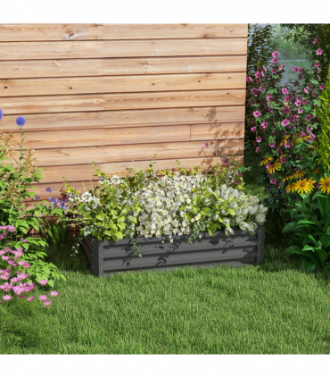 Outsunny Raised Garden Bed Elevated Planter Box for Flowers Light Grey