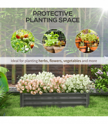 Outsunny Raised Garden Bed Elevated Planter Box for Flowers Light Grey