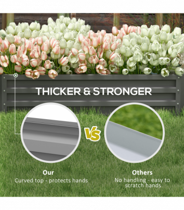 Outsunny Raised Garden Bed Elevated Planter Box for Flowers Light Grey