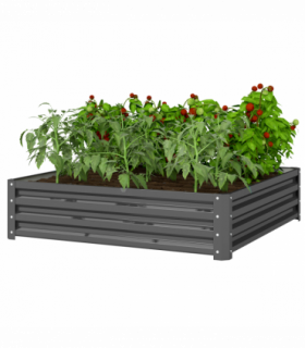 Outsunny Raised Garden Bed Metal Garden Flower Vegetable Planter Light Grey