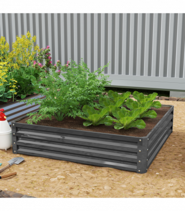 Outsunny Raised Garden Bed Metal Garden Flower Vegetable Planter Light Grey