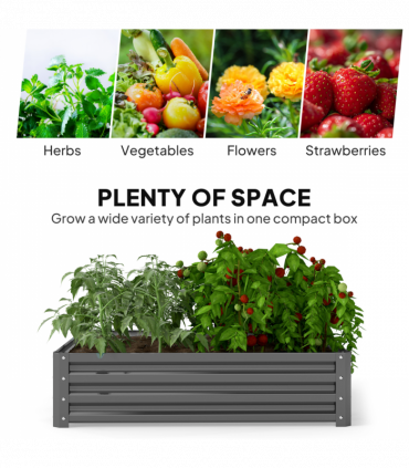 Outsunny Raised Garden Bed Metal Garden Flower Vegetable Planter Light Grey