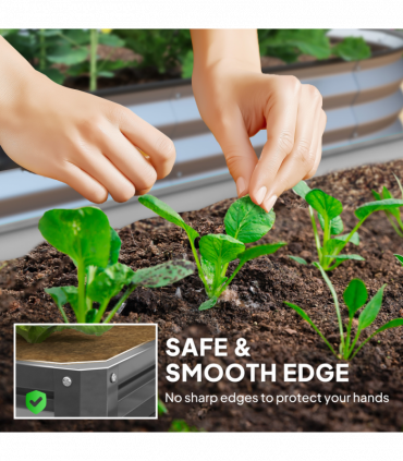 Outsunny Raised Garden Bed Metal Garden Flower Vegetable Planter Light Grey