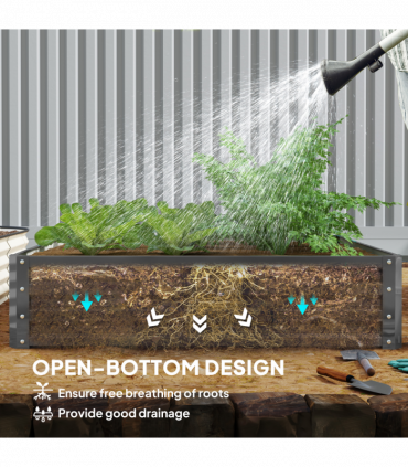 Outsunny Raised Garden Bed Metal Garden Flower Vegetable Planter Light Grey