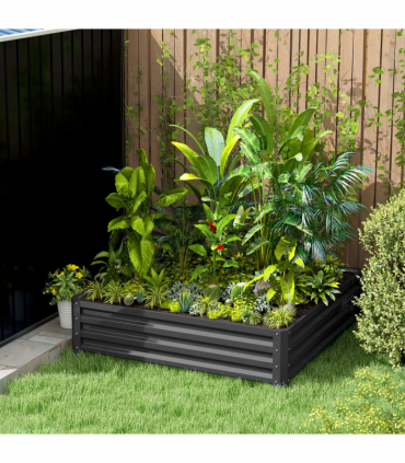 Outsunny Raised Garden Bed Metal Garden Flower Vegetable Planter Light Grey