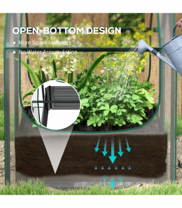 Outsunny Raised Garden Bed Planter Box with Greenhouse, Clear and Dark Grey