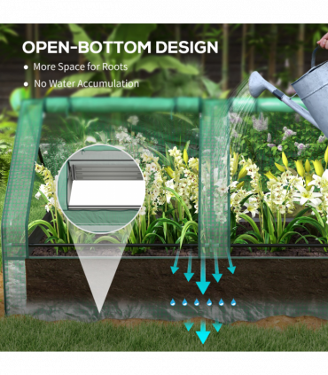 Outsunny Raised Garden Bed Planter Box with Greenhouse, Green and Dark Grey