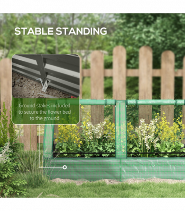 Outsunny Raised Garden Bed Planter Box with Greenhouse, Green and Dark Grey
