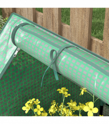 Outsunny Raised Garden Bed Planter Box with Greenhouse, Green and Dark Grey