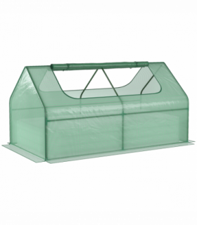 Outsunny Raised Garden Bed Planter Box with Greenhouse, Large Window, Green
