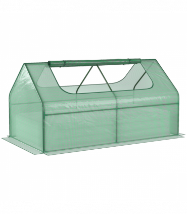 Outsunny Raised Garden Bed Planter Box with Greenhouse, Large Window, Green