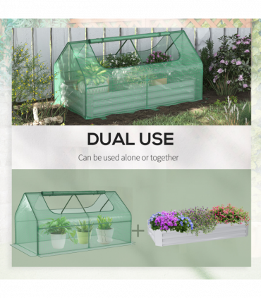 Outsunny Raised Garden Bed Planter Box with Greenhouse, Large Window, Green