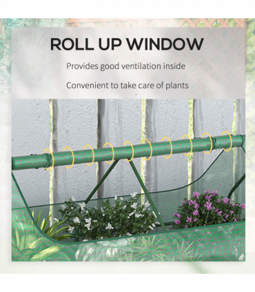 Outsunny Raised Garden Bed Planter Box with Greenhouse, Large Window, Green