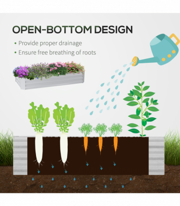 Outsunny Raised Garden Bed Planter Box with Greenhouse, Large Window, Green