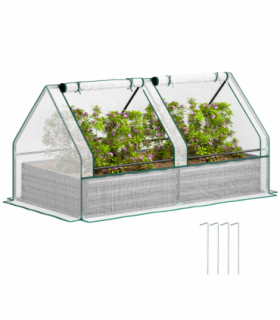 Outsunny Raised Garden Bed Planter Box with Greenhouse, White and Dark Grey