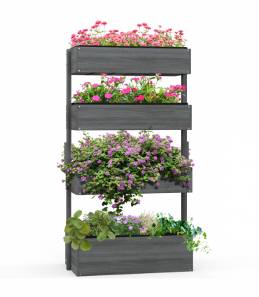 Outsunny Raised Garden Bed Wooden Plant Stand Grey