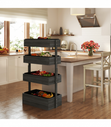 Outsunny Raised Garden Bed Wooden Plant Stand Grey