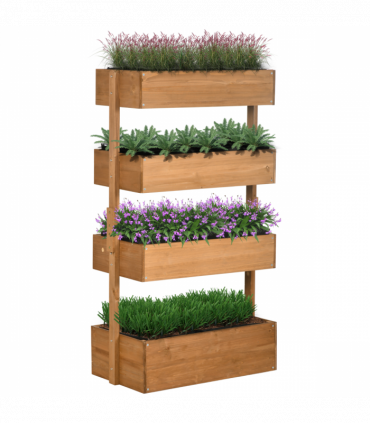 Outsunny Raised Garden Bed Wooden Plant Stand Orange