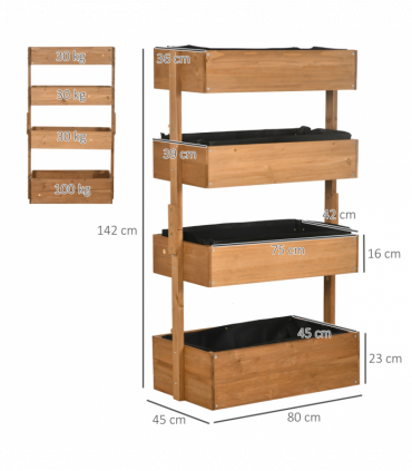 Outsunny Raised Garden Bed Wooden Plant Stand Orange