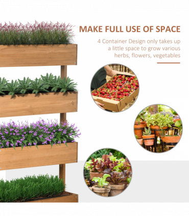 Outsunny Raised Garden Bed Wooden Plant Stand Orange