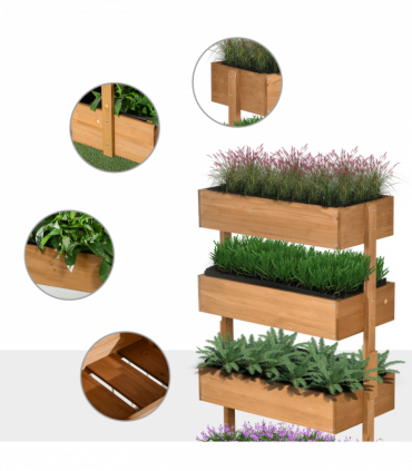 Outsunny Raised Garden Bed Wooden Plant Stand Orange