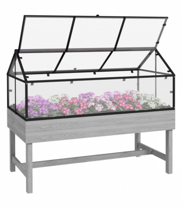 Outsunny Raised Garden Bed with Polycarbonate Panel and Top Vent for Vegetables