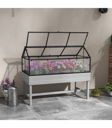 Outsunny Raised Garden Bed with Polycarbonate Panel and Top Vent for Vegetables