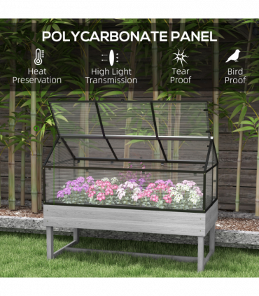 Outsunny Raised Garden Bed with Polycarbonate Panel and Top Vent for Vegetables