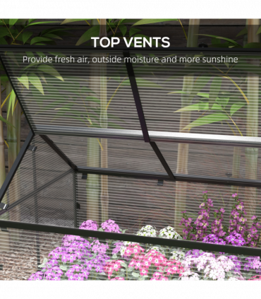 Outsunny Raised Garden Bed with Polycarbonate Panel and Top Vent for Vegetables