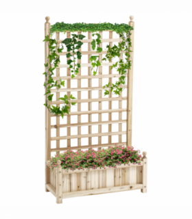 Outsunny Raised Garden Bed with Trellis Garden Planters Indoor Outdoor Natural