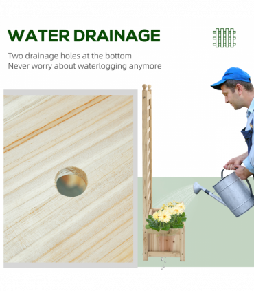 Outsunny Raised Garden Bed with Trellis Garden Planters Indoor Outdoor Natural