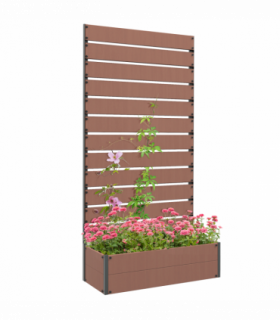 Outsunny Raised Garden Bed with Trellis Standing Patio Planter Box Light Brown