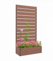 Outsunny Raised Garden Bed with Trellis Standing Patio Planter Box Light Brown