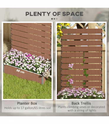 Outsunny Raised Garden Bed with Trellis Standing Patio Planter Box Light Brown