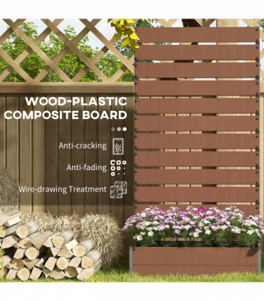 Outsunny Raised Garden Bed with Trellis Standing Patio Planter Box Light Brown