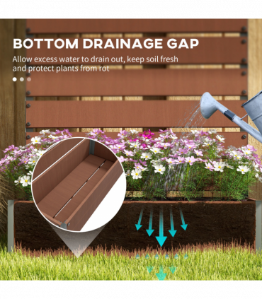 Outsunny Raised Garden Bed with Trellis Standing Patio Planter Box Light Brown