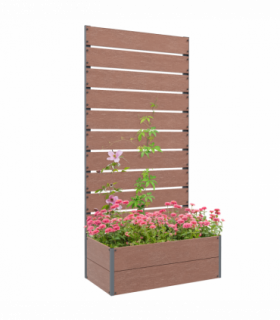 Outsunny Raised Garden Bed with Trellis and Drainage Hole, Planter Box, Brown