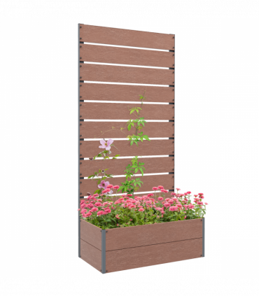 Outsunny Raised Garden Bed with Trellis and Drainage Hole, Planter Box, Brown
