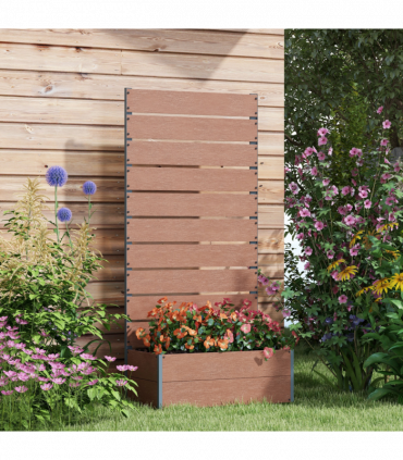 Outsunny Raised Garden Bed with Trellis and Drainage Hole, Planter Box, Brown