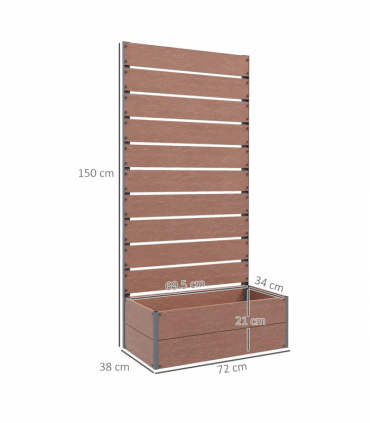 Outsunny Raised Garden Bed with Trellis and Drainage Hole, Planter Box, Brown