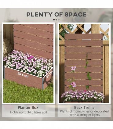 Outsunny Raised Garden Bed with Trellis and Drainage Hole, Planter Box, Brown