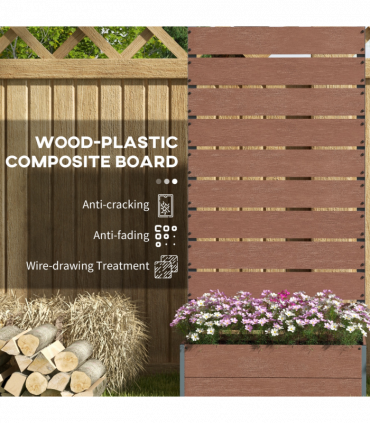 Outsunny Raised Garden Bed with Trellis and Drainage Hole, Planter Box, Brown