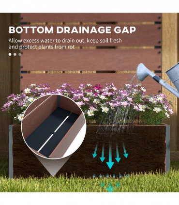 Outsunny Raised Garden Bed with Trellis and Drainage Hole, Planter Box, Brown