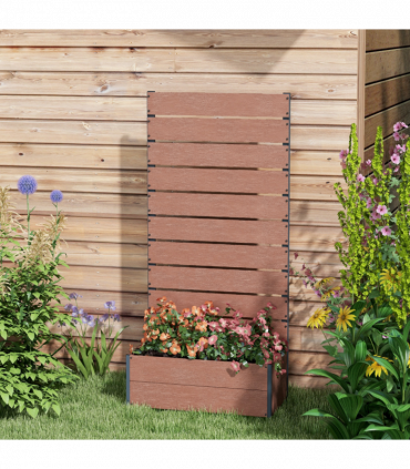 Outsunny Raised Garden Bed with Trellis and Drainage Hole, Planter Box, Brown