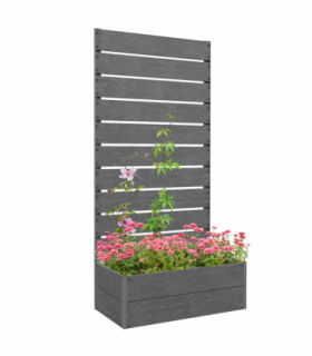 Outsunny Raised Garden Bed with Trellis and Drainage Hole, Planter Box, Grey