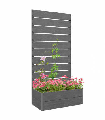 Outsunny Raised Garden Bed with Trellis and Drainage Hole, Planter Box, Grey