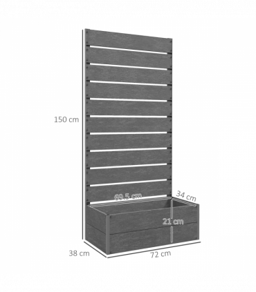 Outsunny Raised Garden Bed with Trellis and Drainage Hole, Planter Box, Grey