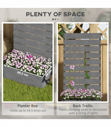 Outsunny Raised Garden Bed with Trellis and Drainage Hole, Planter Box, Grey
